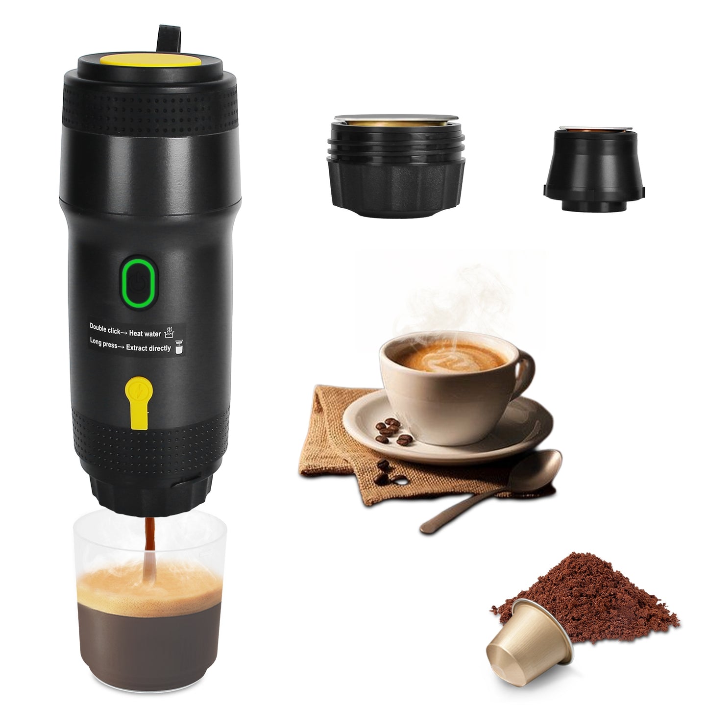 Portable Cordless Electric Espresso Coffee Maker Self-Heating