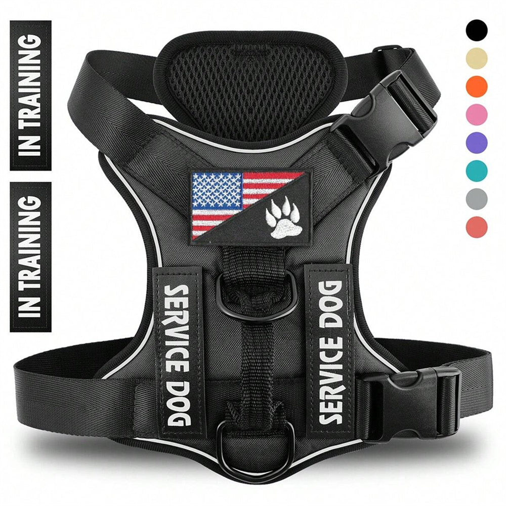 Reflective Breathable Solid Color Polyester Dog Harness Strap