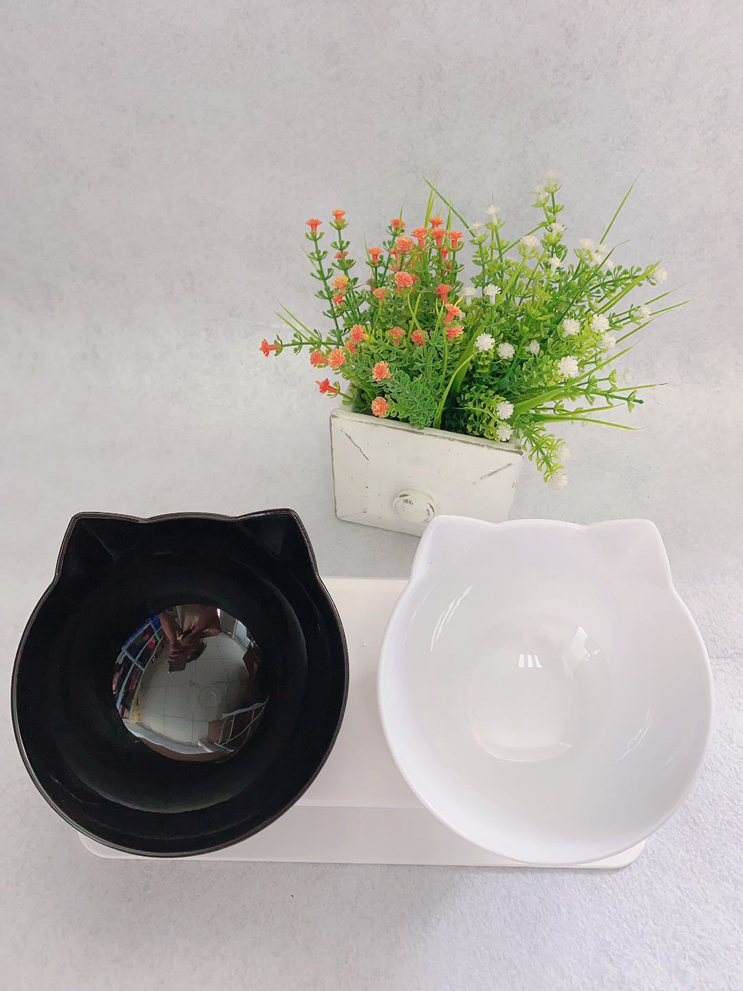 Ergonomic Cat Double Bowl | Elevated Food & Water Dish for Neck Protection