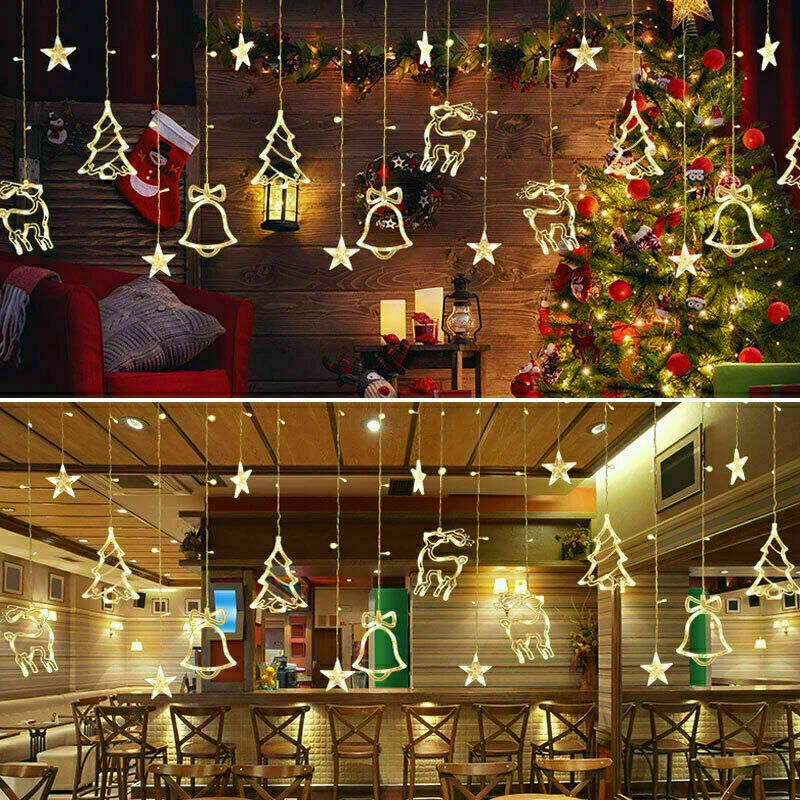 LED Fairy String Curtain Lights Star Window Decor for Christmas