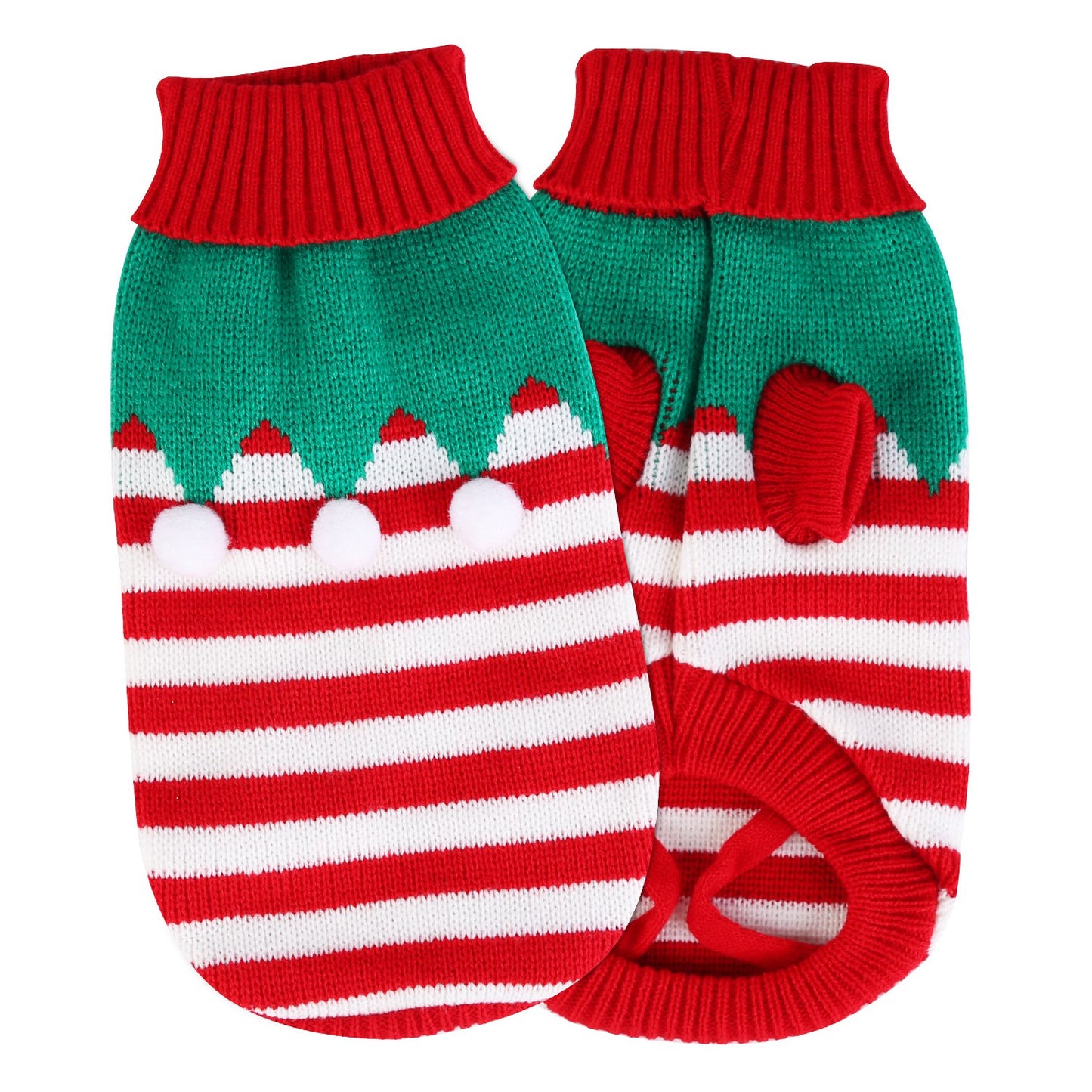 Pet Christmas Turtleneck Sweater – 2 Patterns, 4 Sizes for Dogs & Cats | Snowman & Stripes Holiday Costume