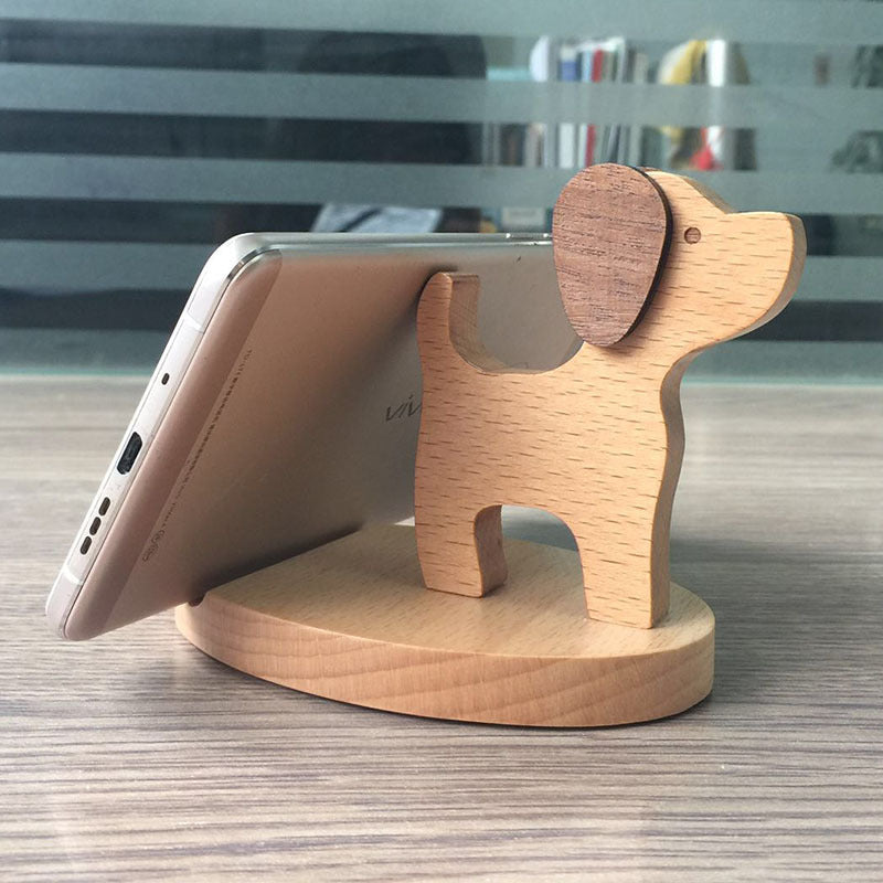 Creative Beech Wood Lazy Phone Holder With Coin Slot