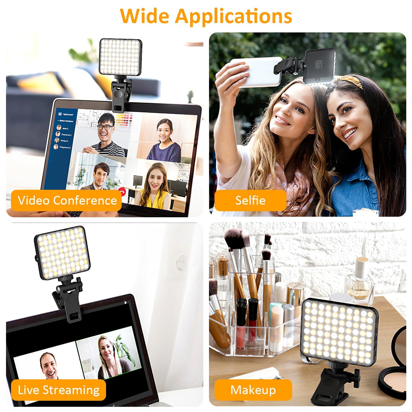 Rechargeable Clip-On Selfie Ring Light – 2000mAh Portable Fill Light with 3 Modes & 10 Brightness Levels