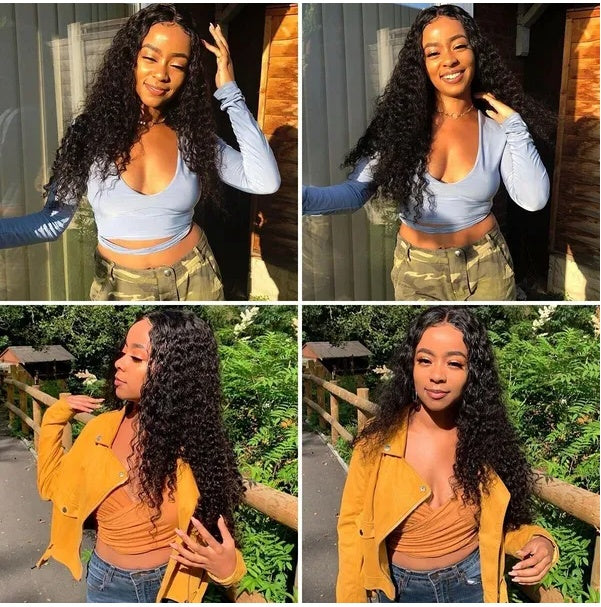 AA Brazilian Human Hair Lace Front Wig – Long Curly Wavy Hair, Natural Look for Women (US Stock)