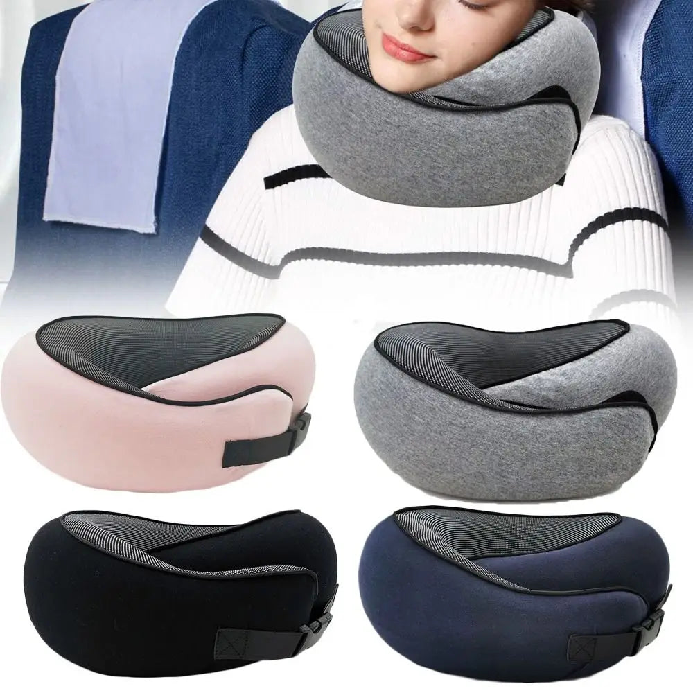 Soft Memory Foam U-Shape Travel Neck Pillow – Adjustable Support for Plane, Car & Office