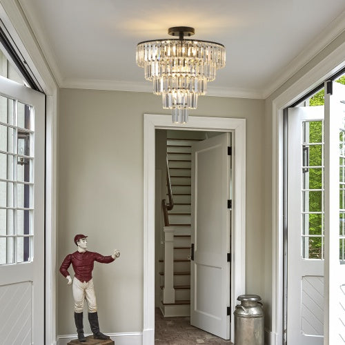 Large Black Crystal Chandelier Modern Luxury Ceiling Light Fixture