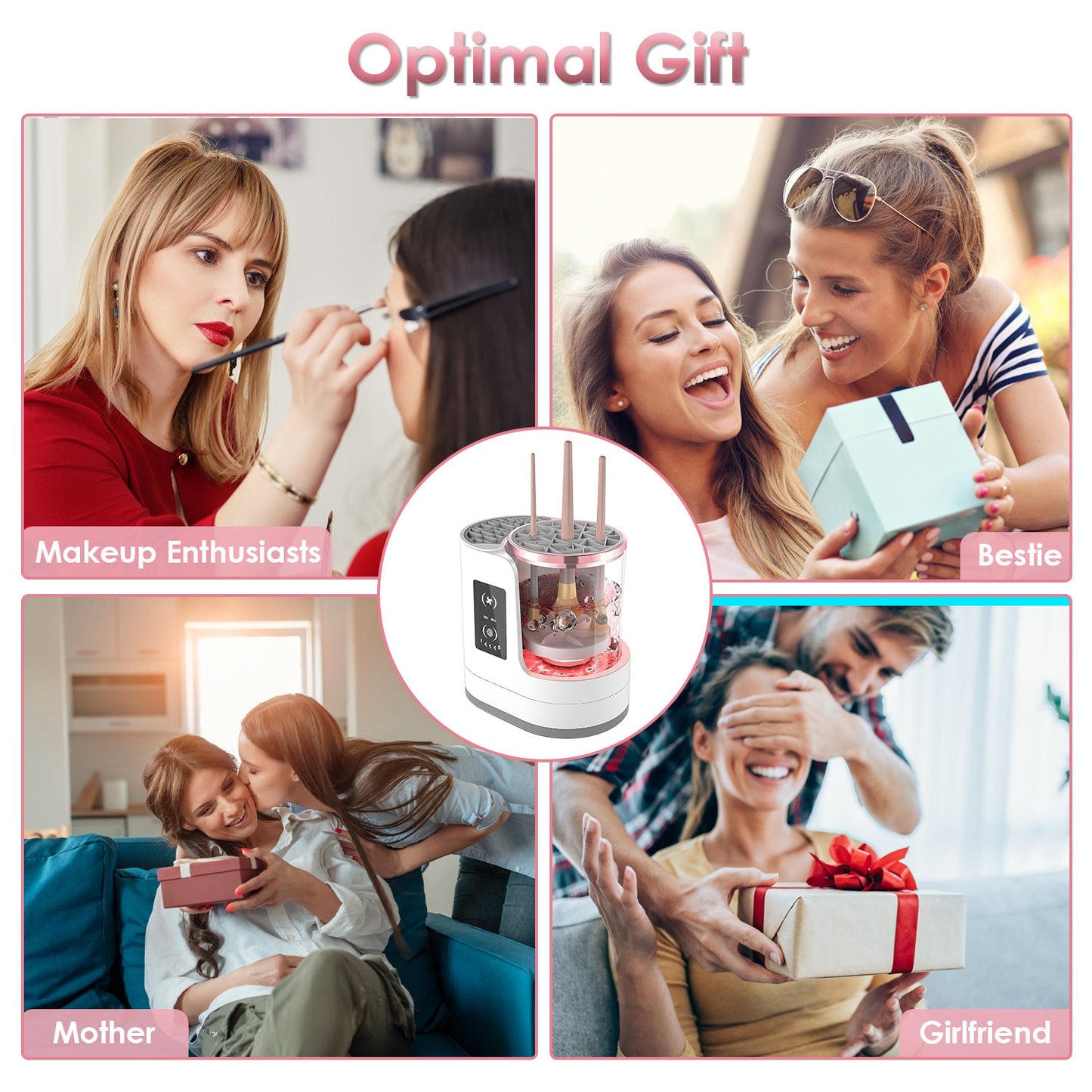 4-in-1 Electric Makeup Brush Cleaner & Dryer | USB-Powered Automatic Brush Blender with Timer, Digital Display & UV Disinfection – Universal for All Brushes