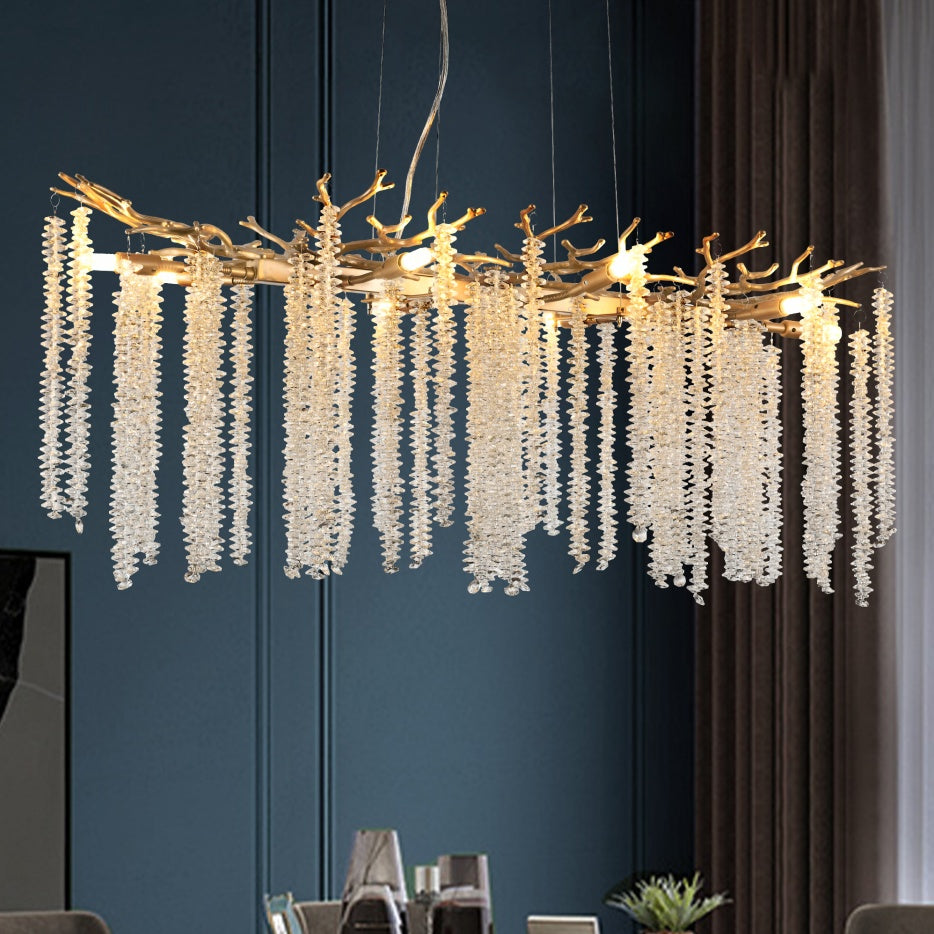 39 Inch Modern Gold Crystal Pendant Light Luxury Chandelier