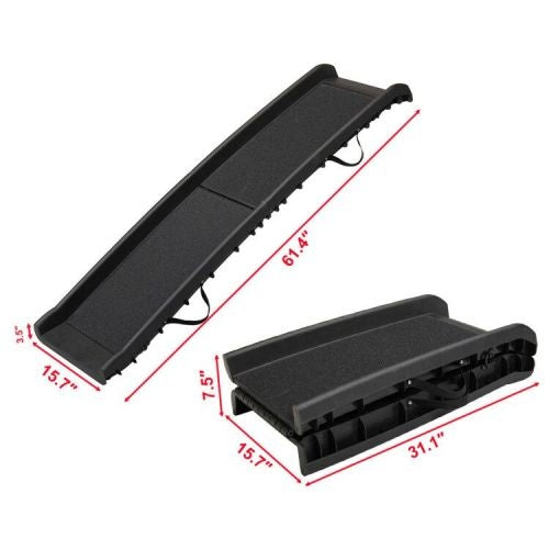 Portable Foldable Pet Ramp Ladder for Trucks & Dirt Bikes – Heavy-Duty Black Dog Loading Ramp