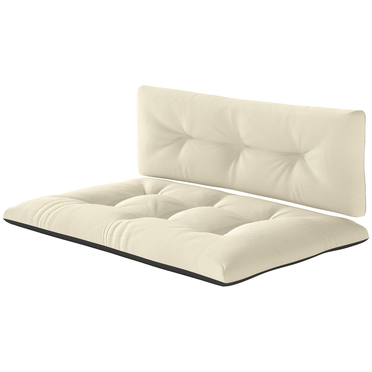 2-Seater Outdoor Pallet Cushions – 3.9in Thick Tufted Replacement Pads, Cream White