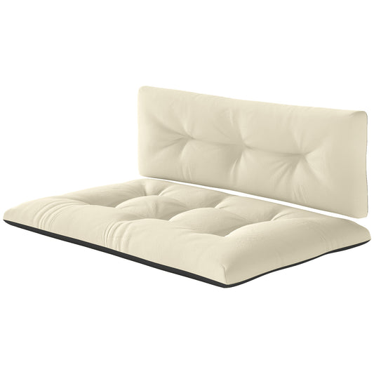 2-Seater Outdoor Pallet Cushions – 3.9in Thick Tufted Replacement Pads, Cream White