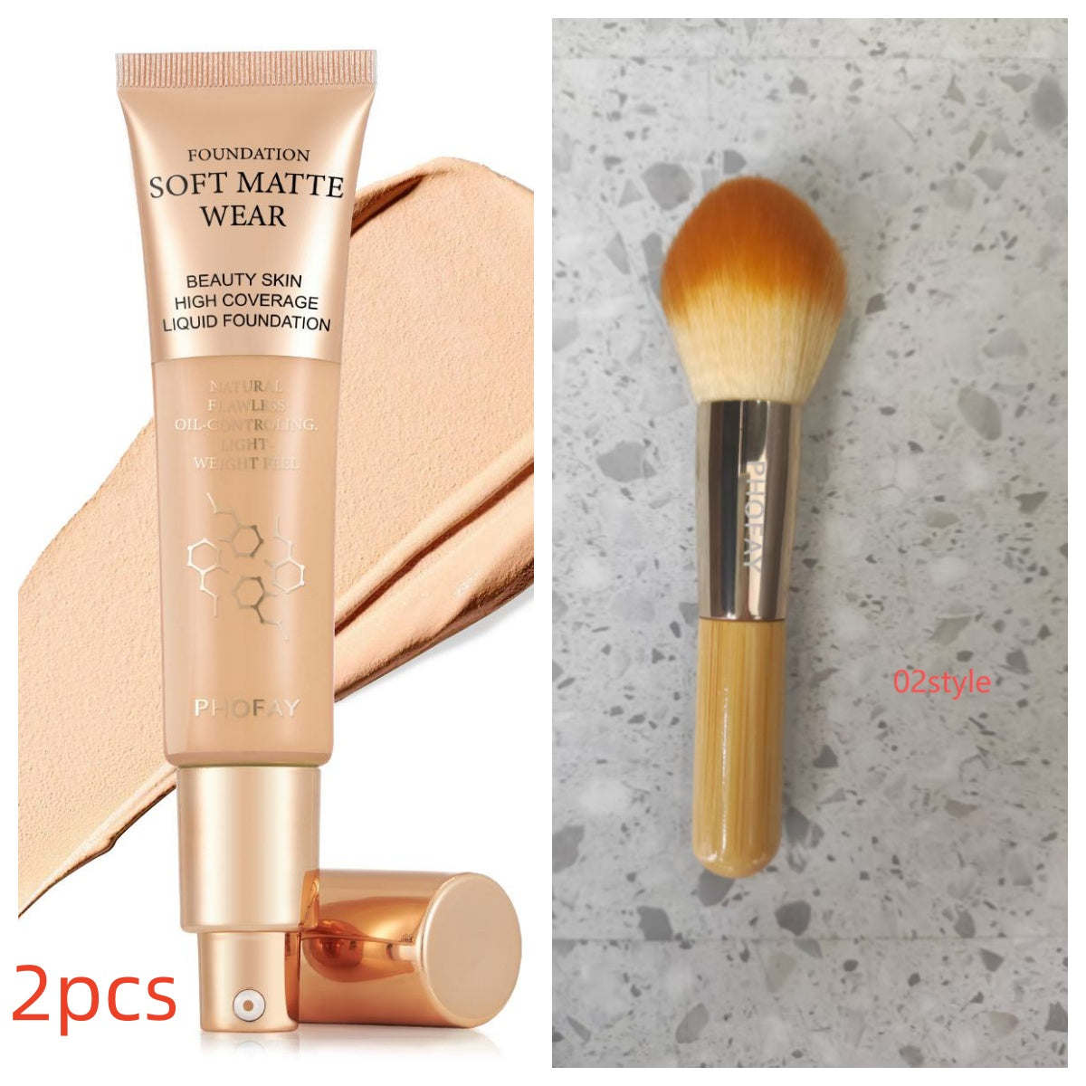 PHOFAY Full Coverage Liquid Foundation – Long-Lasting Matte, Smooth Finish