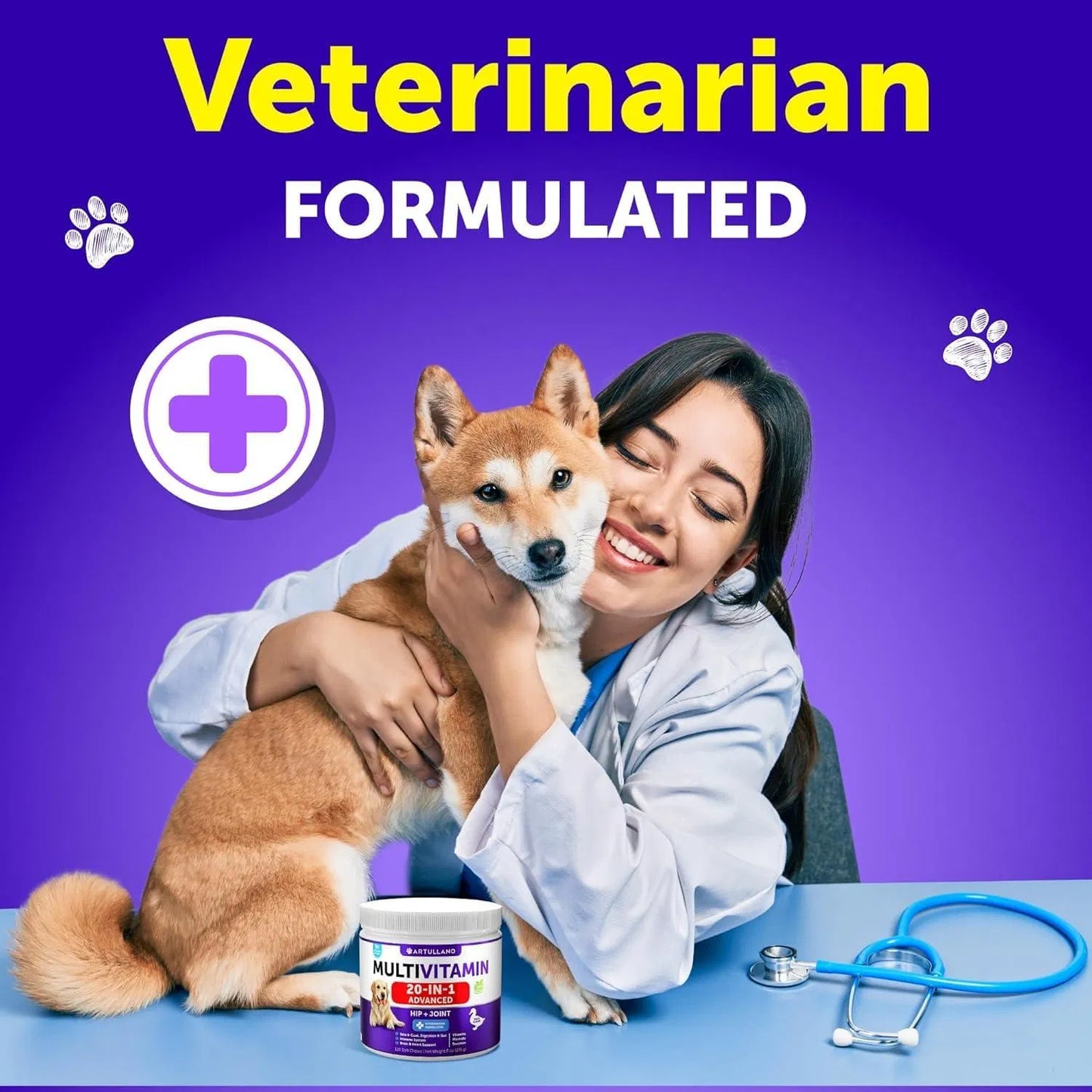 20-in-1 Dog Multivitamin Chews – Joint, Immunity & Health Support for Puppies & Seniors (120 Chews)