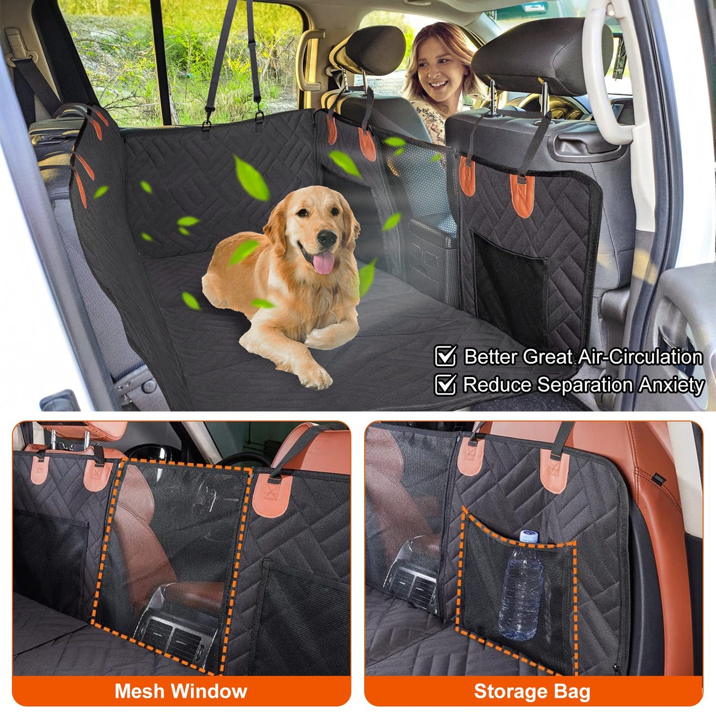 Waterproof Dog Car Seat Cover Back Seat Hammock Non-Slip Scratchproof Pet Seat Protector for SUV Truck Car