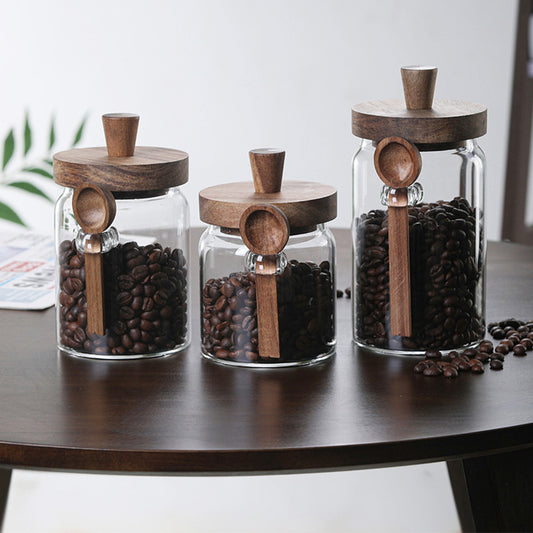 3PCS Glass Coffee Jars with Spoons – Tea, Candy & Biscuit Storage Containers Set