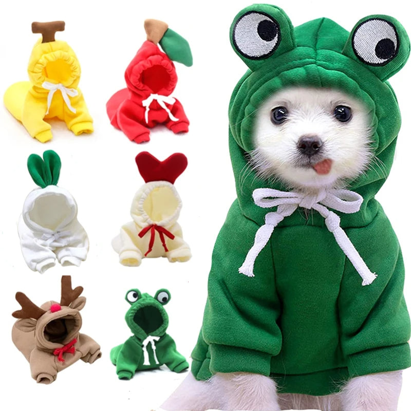 Cute Fruit-Themed Hoodie for Small Dogs – Warm Fleece Winter Coat for Puppies & Cats, Perfect for French Bulldogs & Chihuahuas