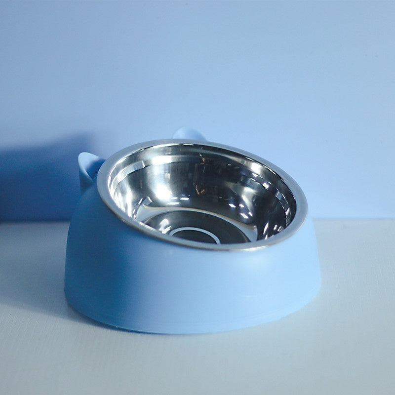 Stainless Steel Elevated Double Dog Bowl – Cervical Protection, Slanted Design for Food & Water