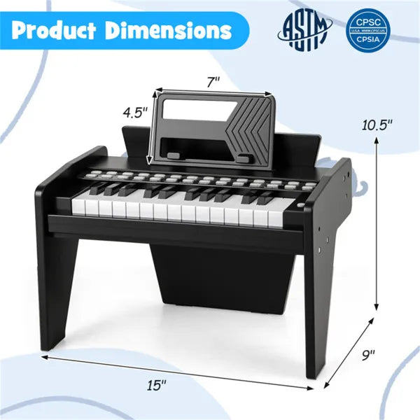 25 Keys Mini Digital Piano for Kids – Lighted Teaching Mode with 6 Tones & 15 Demo Songs