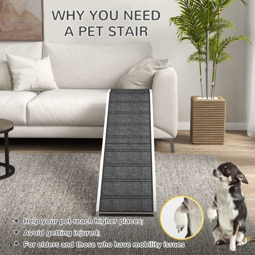 Dog Bed Ramp with Non-Slip Carpet – Sturdy Pet Ramp with Top Platform for Small & Senior Dogs