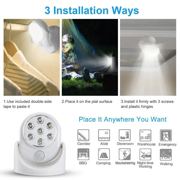 Wireless LED Spotlight Night Lamp 90° Motion Sensor