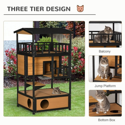 Wooden Outdoor Cat House – Weatherproof Shelter for Cats & Kittens
