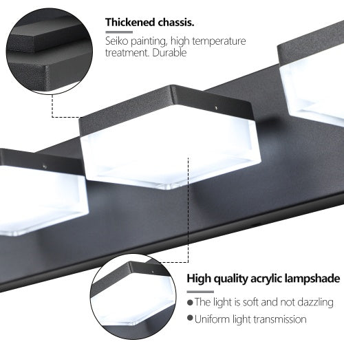 Modern 6-Light Black LED Makeup Mirror Vanity Light