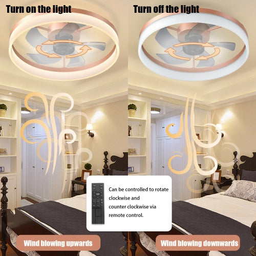 Slim Modern Ceiling Fan with Dimmable LED Light Recessed Mount
