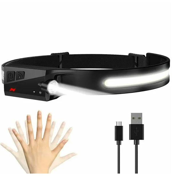 COB LED Headlamp USB Rechargeable Work Light Torch