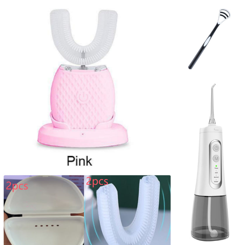 360° Intelligent Automatic Electric Toothbrush – U-Shaped Sonic Whitening Toothbrush with Blue Light & USB Charging (Waterproof)