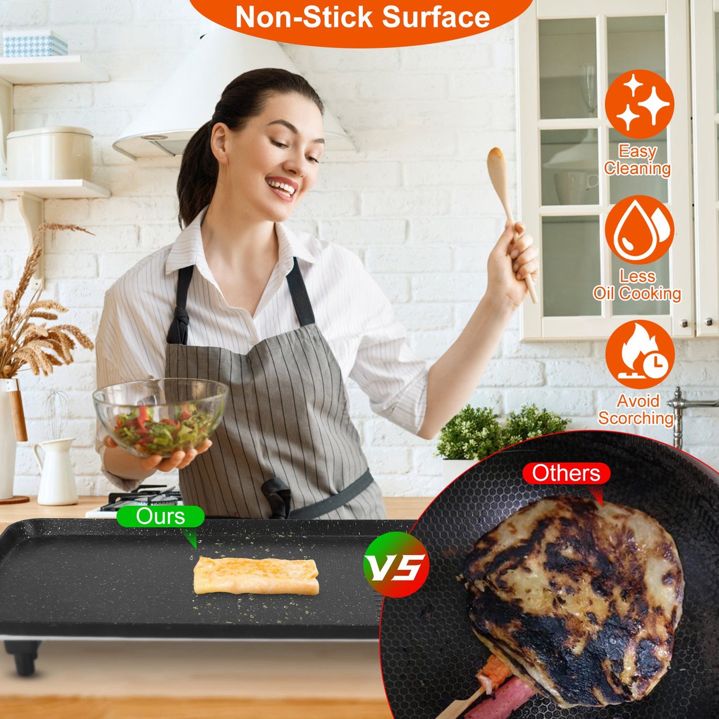 Electric BBQ Grill Hot Plate Non-Stick Indoor Outdoor Tabletop