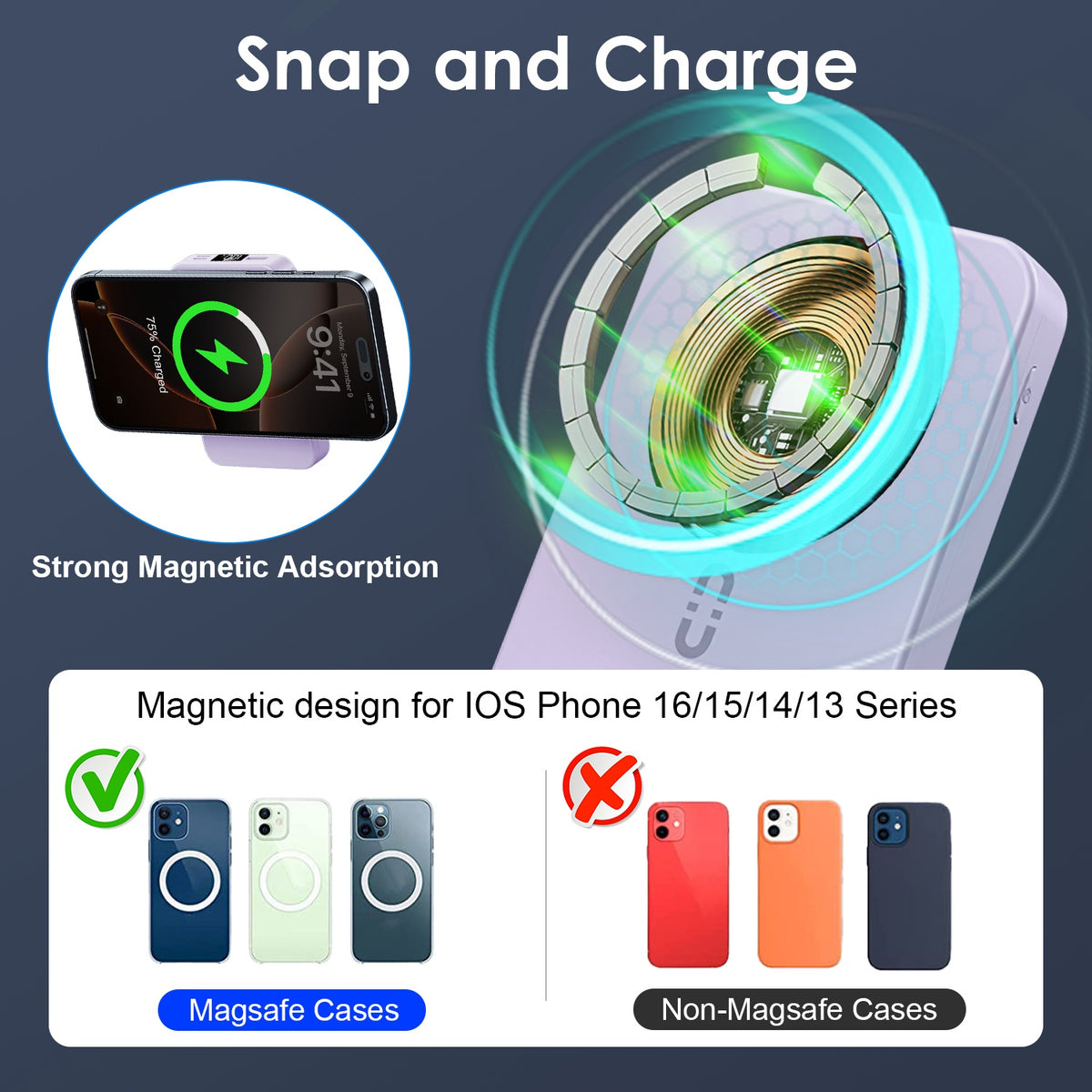 3-in-1 magnetic power bank portable charger