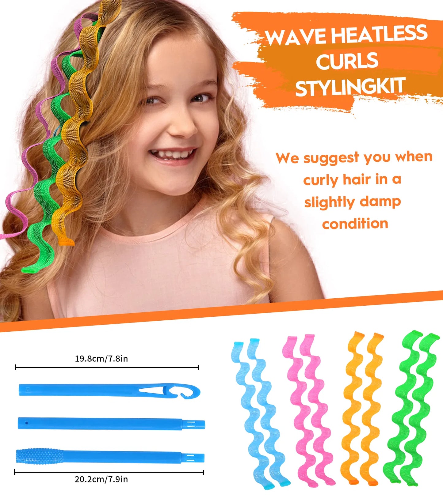 30PCS Heatless Hair Curlers – 6-Color Wave Curl Styling Kit With Hooks