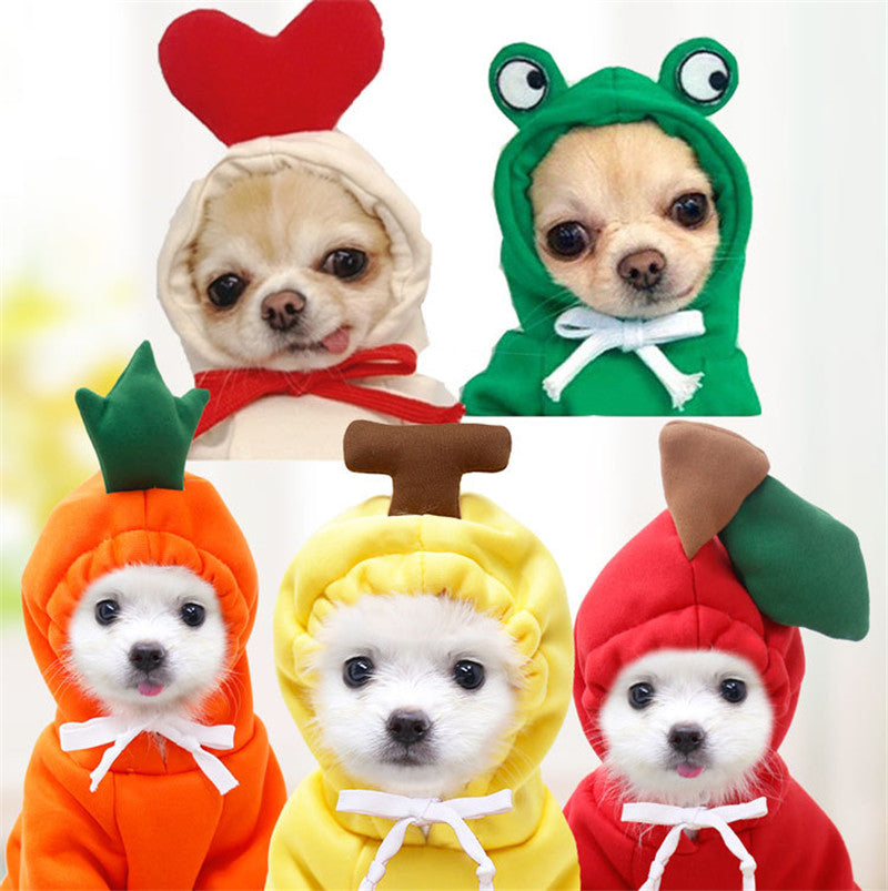 Cute Fruit-Themed Hoodie for Small Dogs – Warm Fleece Winter Coat for Puppies & Cats, Perfect for French Bulldogs & Chihuahuas
