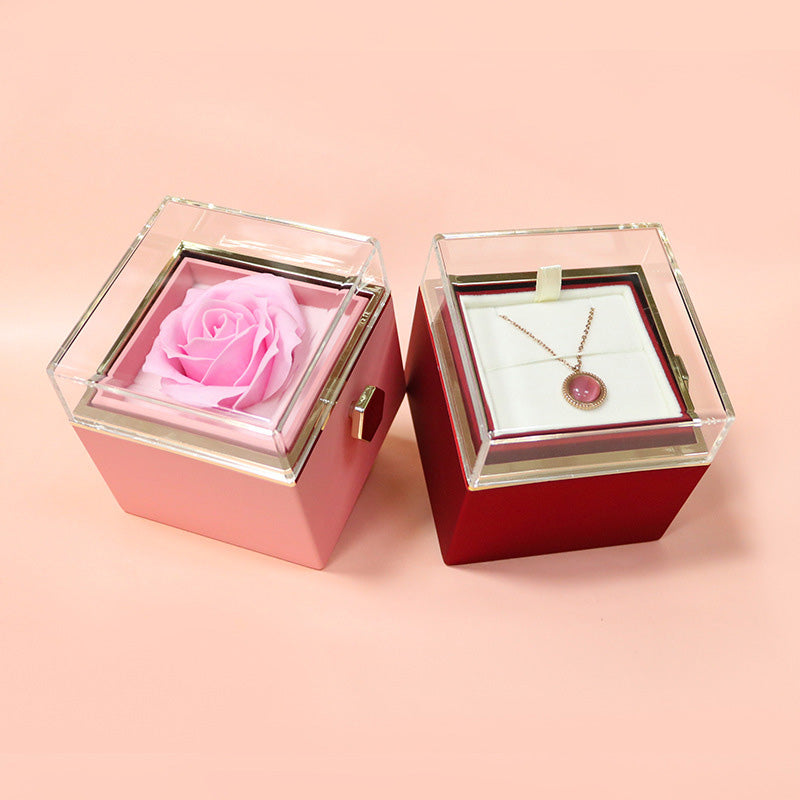 Rotating Soap Flower Rose Gift Box – Creative Jewelry & Valentine’s Day Gift for Women