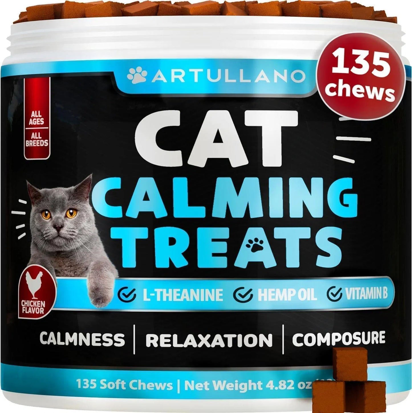Hemp Cat Calming Treats – Stress & Anxiety Relief for Cats & Kittens with Melatonin