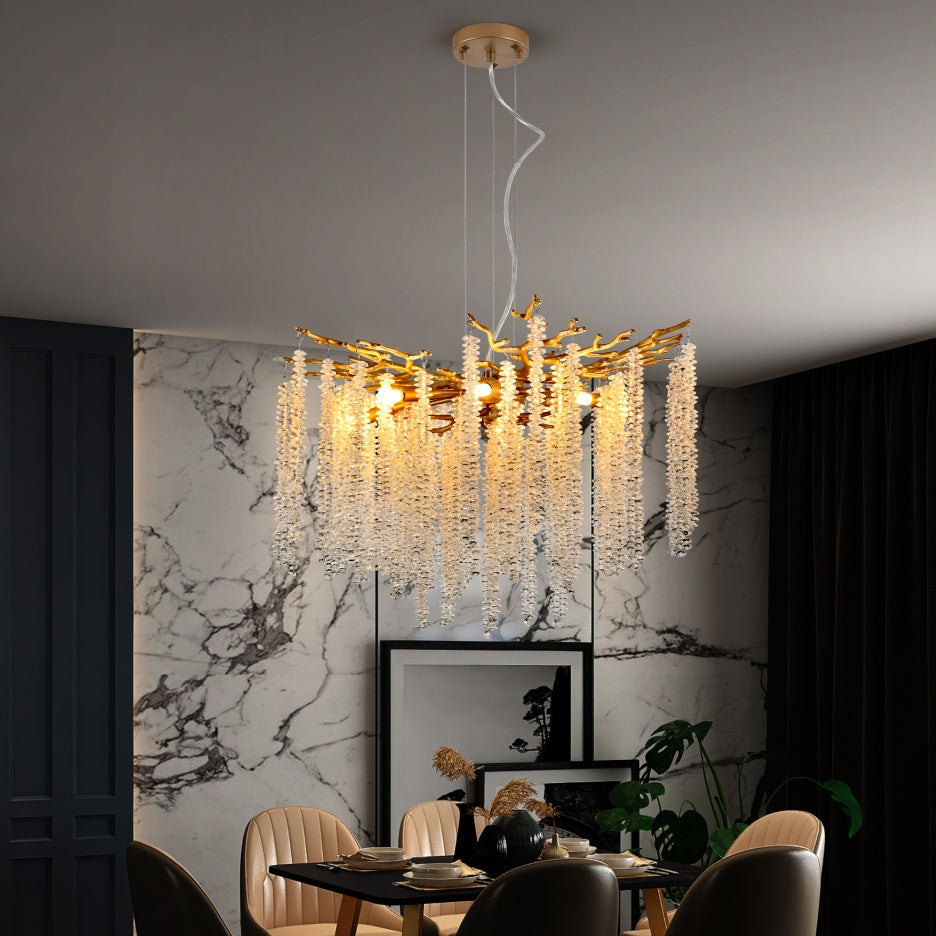 24 Inch Modern Gold Crystal Pendant Light Luxury Ceiling Chandelier