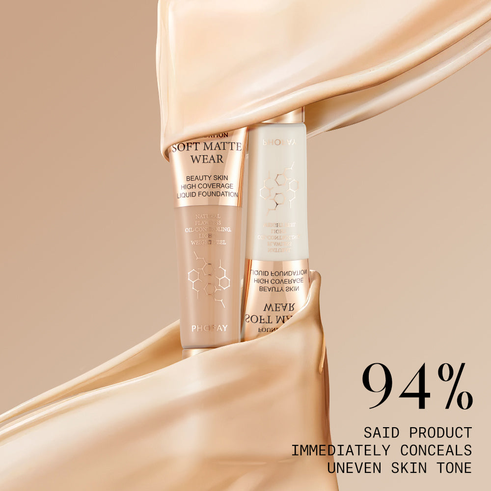 PHOFAY Full Coverage Liquid Foundation – Long-Lasting Matte, Smooth Finish