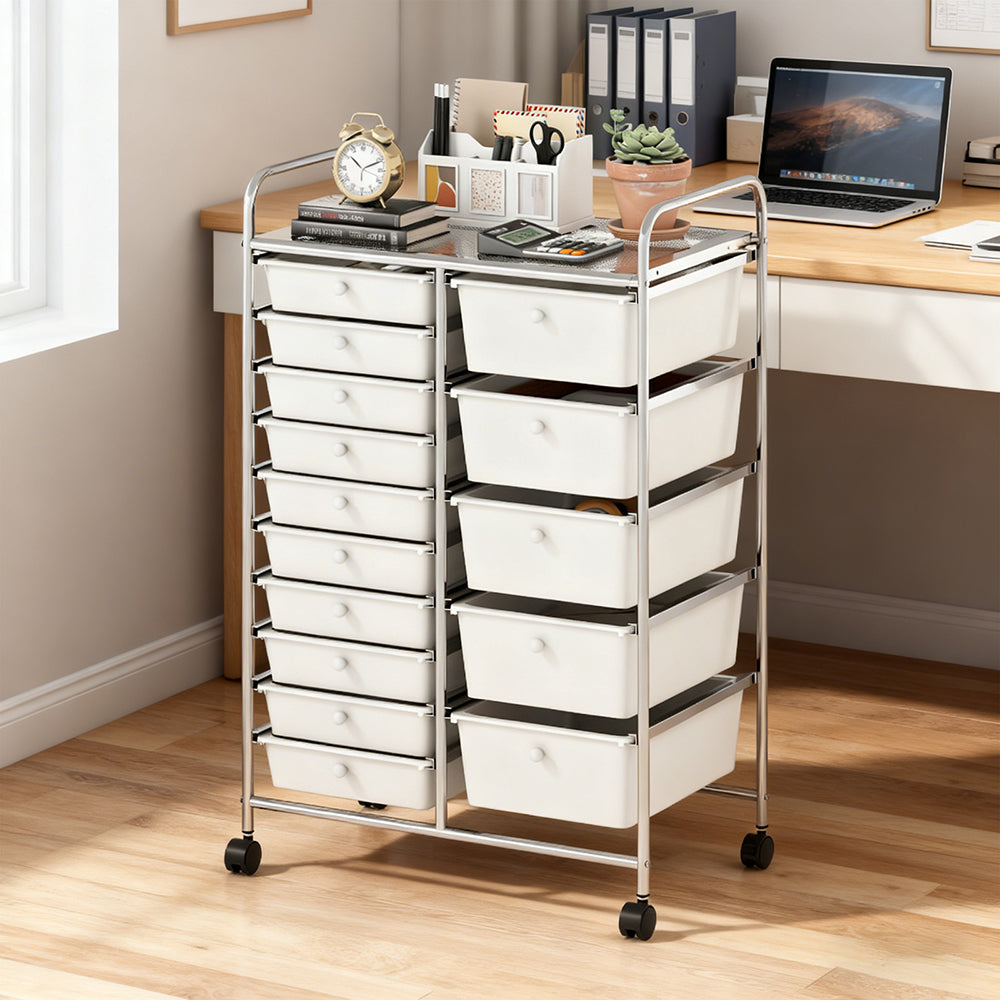 15-Drawer Rolling Storage Cart – Metal Frame Organizer Trolley