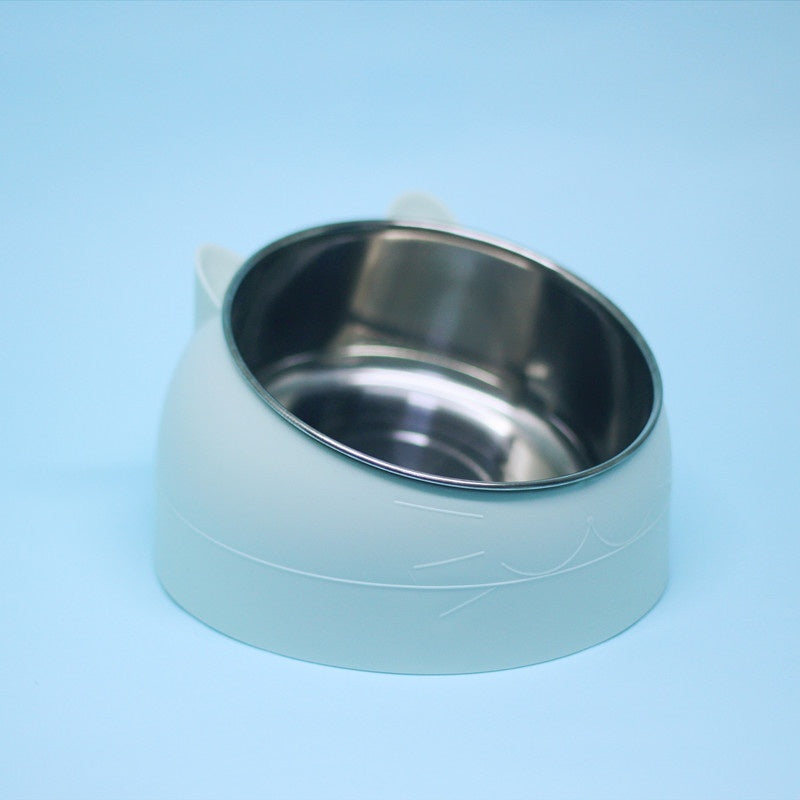 Stainless Steel Elevated Double Dog Bowl – Cervical Protection, Slanted Design for Food & Water