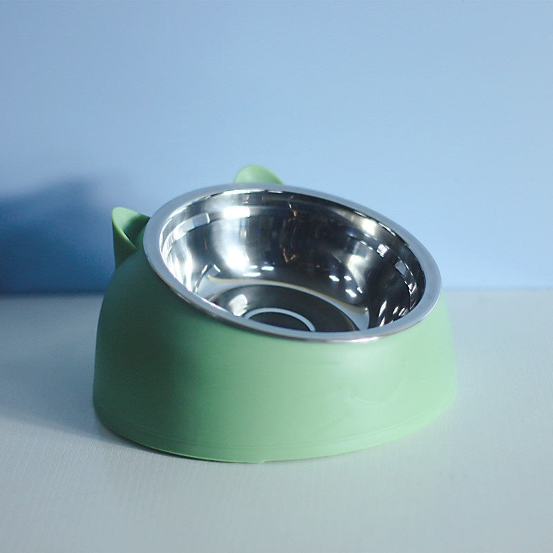 Stainless Steel Elevated Double Dog Bowl – Cervical Protection, Slanted Design for Food & Water