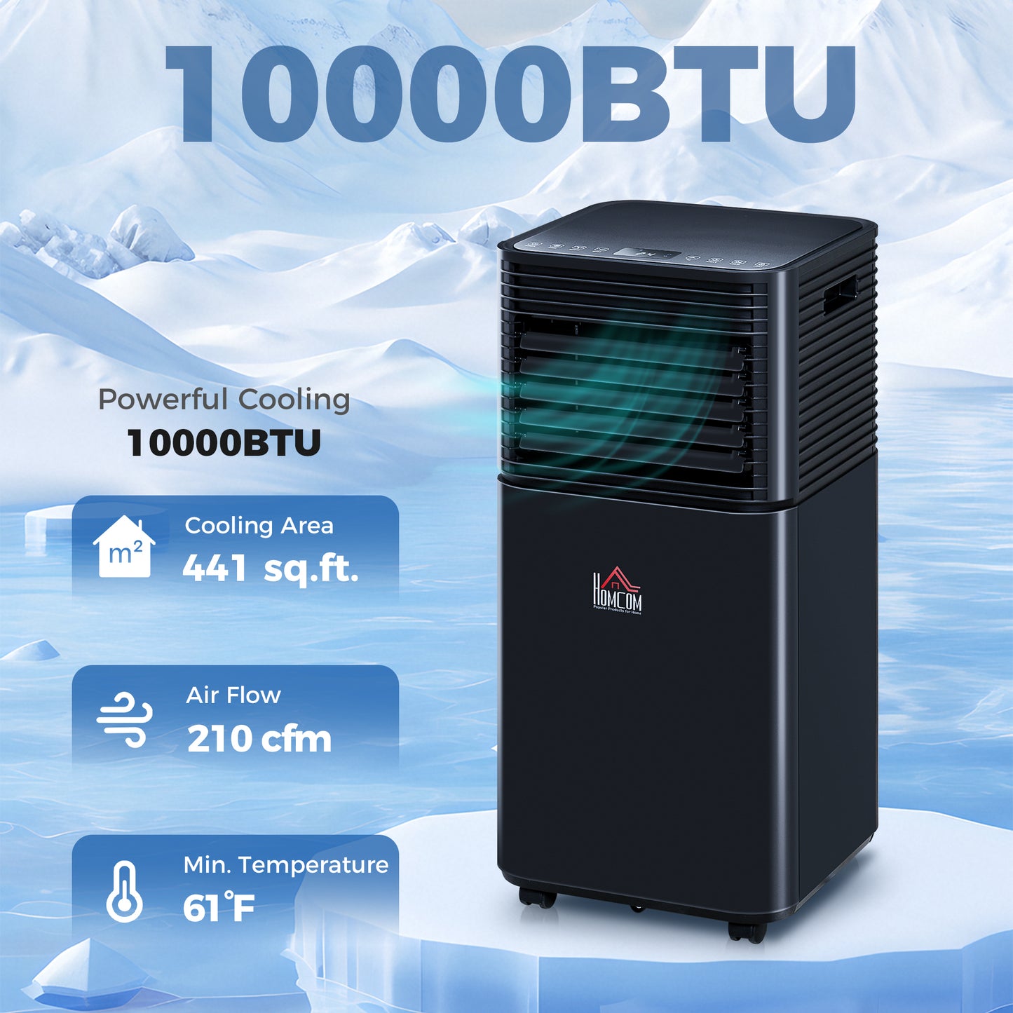 10000 BTU Portable Air Conditioner with Dehumidifier & Remote