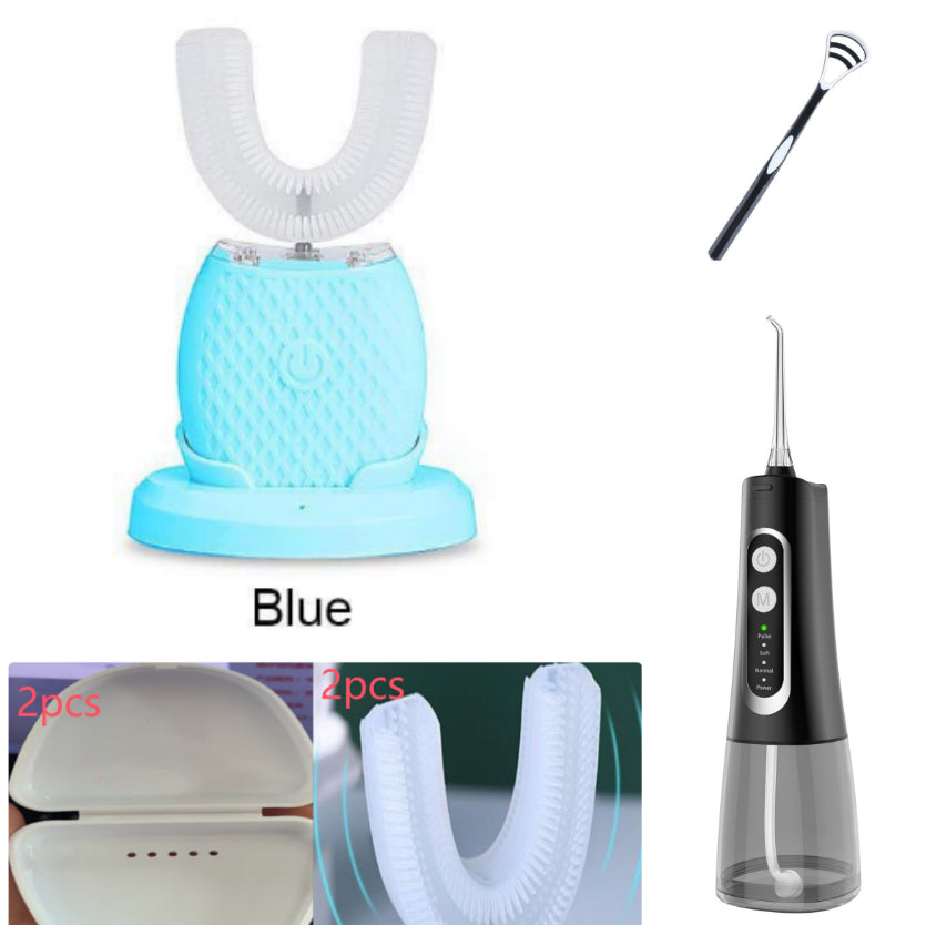 360° Intelligent Automatic Electric Toothbrush – U-Shaped Sonic Whitening Toothbrush with Blue Light & USB Charging (Waterproof)