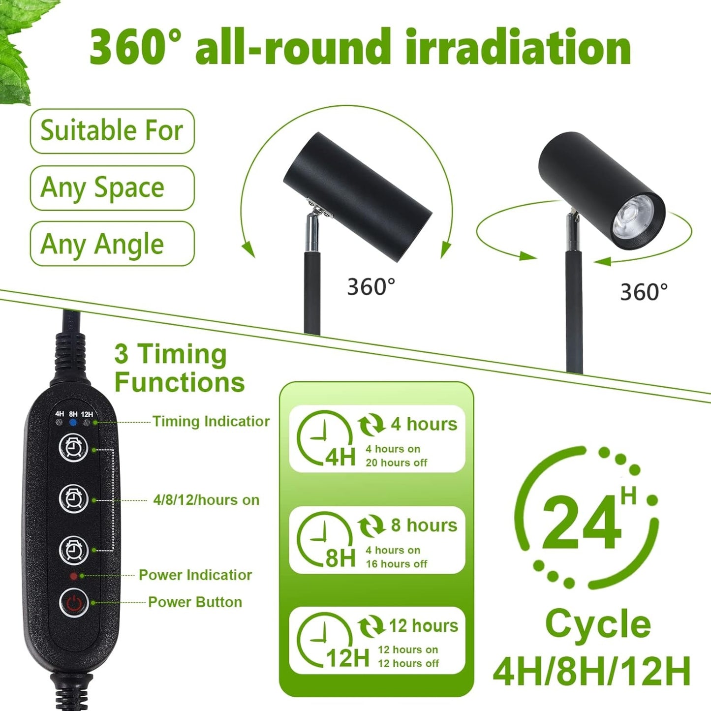 Full Spectrum Indoor Plant Grow Light Stand 20W COB LED