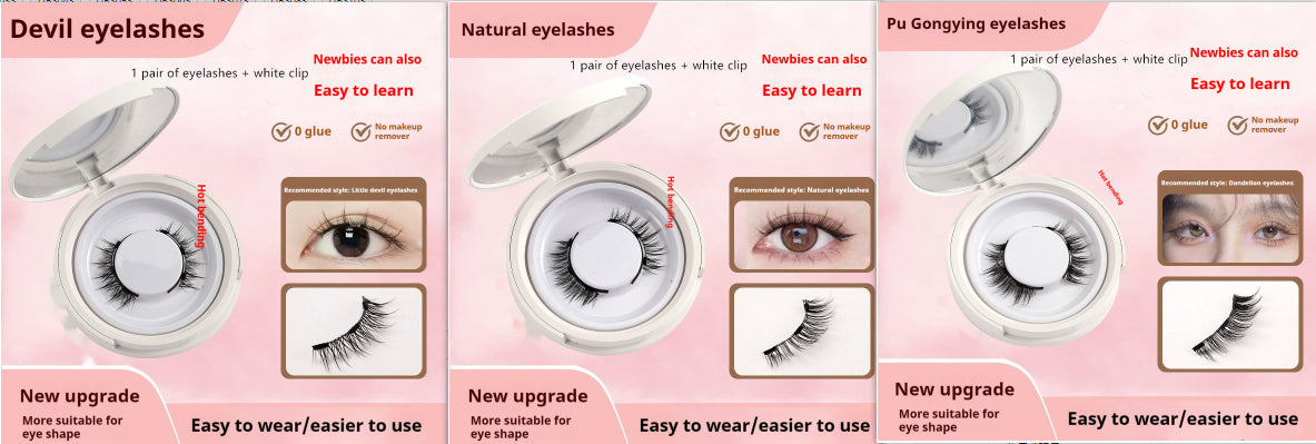 Magnetic Suction False Eyelashes – Little Devil Supernatural Look, No-Glue Magnet Lash Set