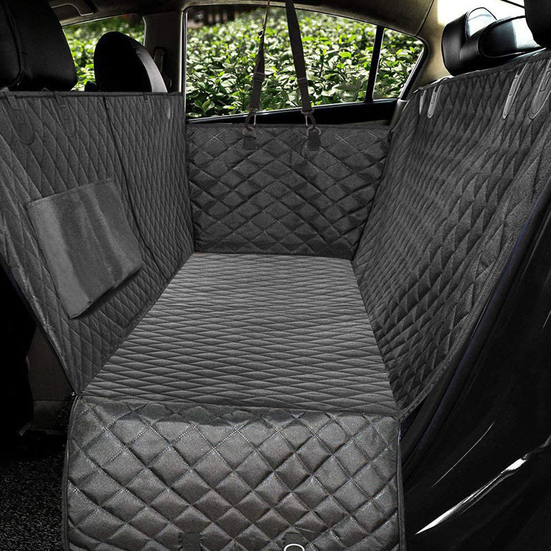 Dog Car Seat Cover & Pet Hammock – Rear Seat Protector with Mesh Window, Zipper & Storage Pocket for Travel