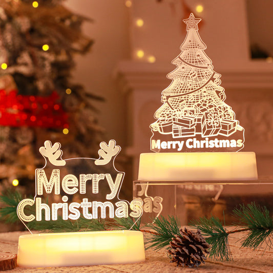 3D Acrylic LED Christmas Lamp – USB Night Light for Kids, New Year & Valentine’s Day Decoration, Holiday Gift Ornament