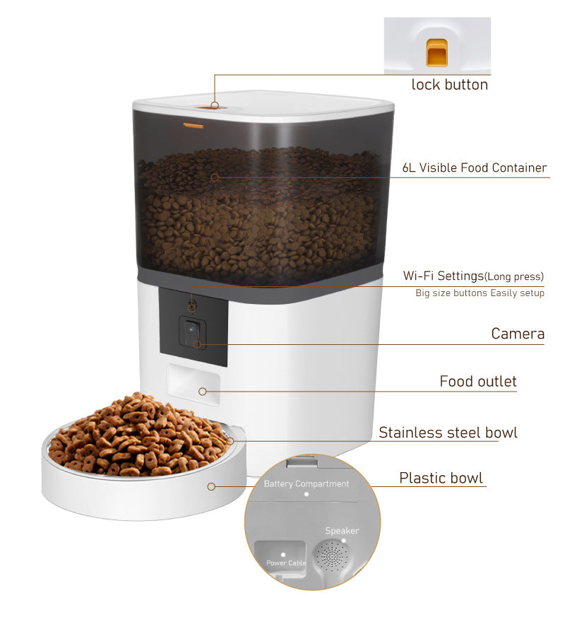 Smart Automatic Pet Feeder with HD Camera & Adjustable Feeding Control