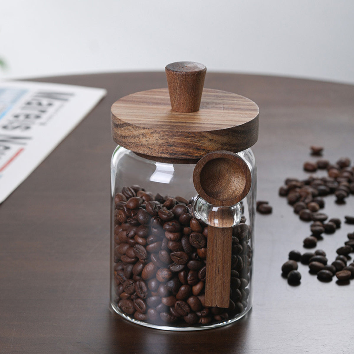 3PCS Glass Coffee Jars with Spoons – Tea, Candy & Biscuit Storage Containers Set