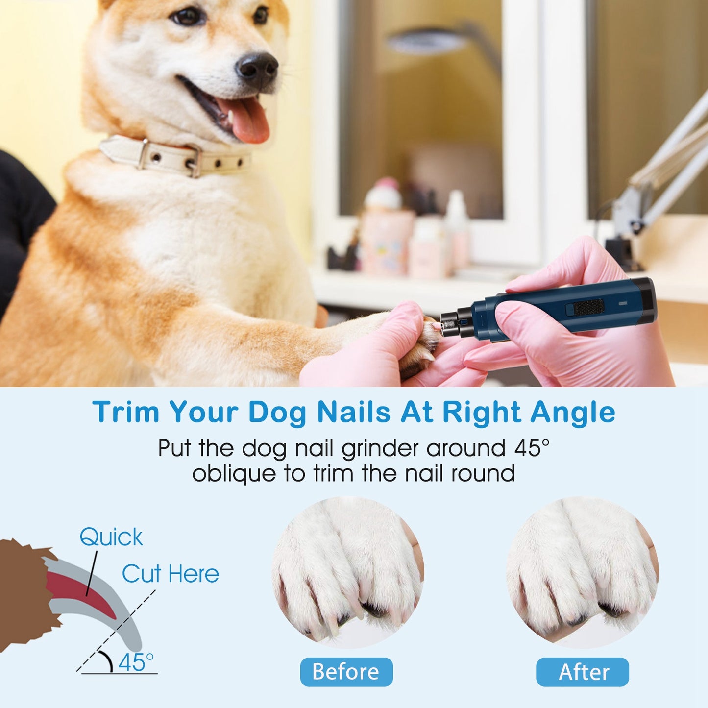 Pet Nail Grinder – 2 Speeds USB Rechargeable for Dogs & Cats