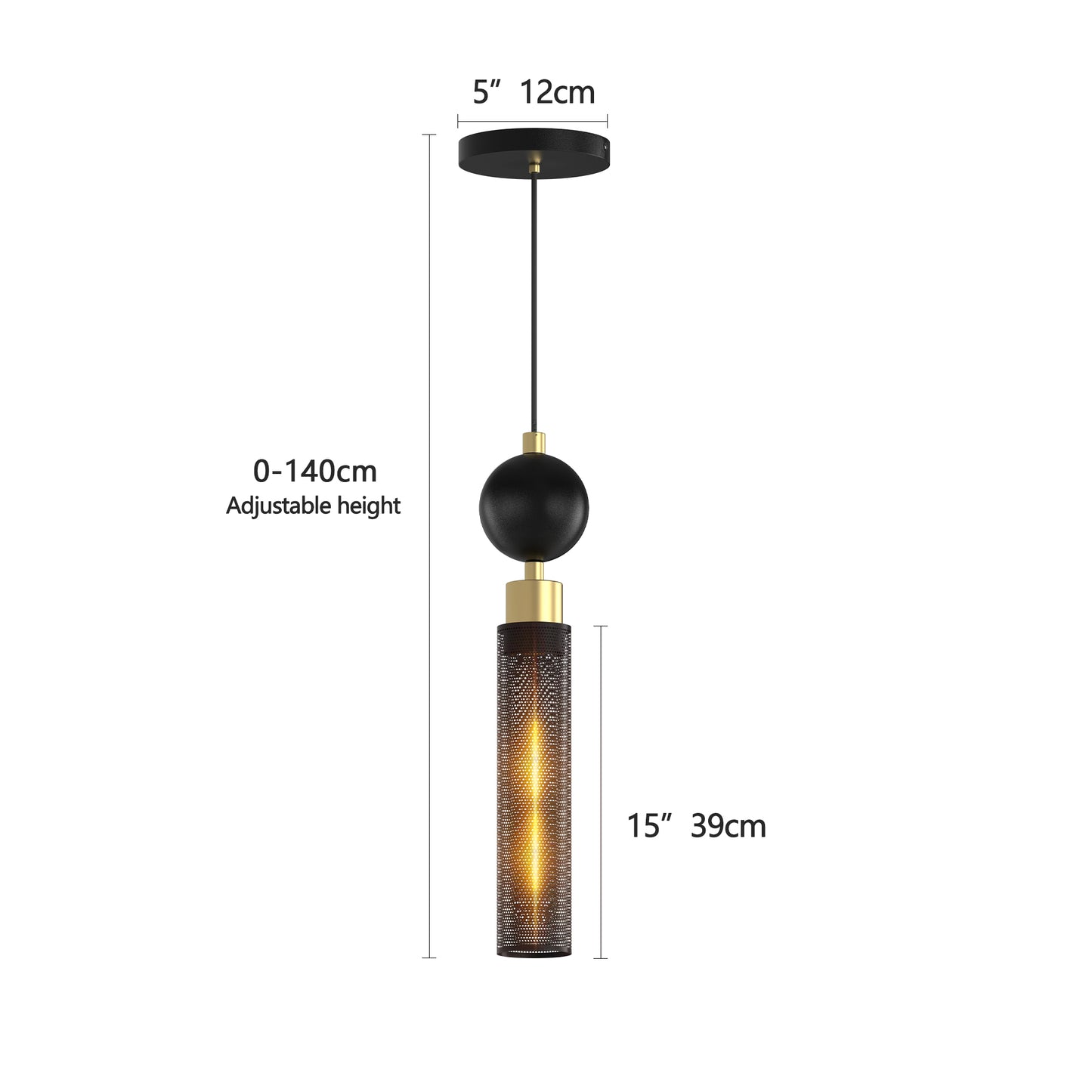 Modern Black Wrought Iron Pendant Light Adjustable Kitchen Island Chandelier